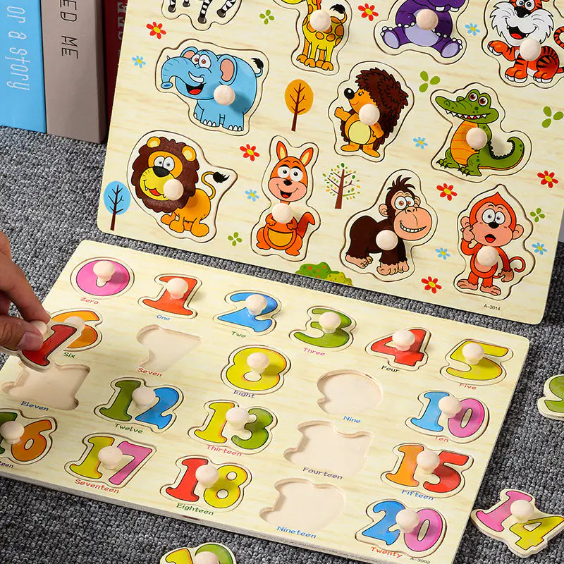 Montessori Pegged Wooden Puzzle Board for Kids