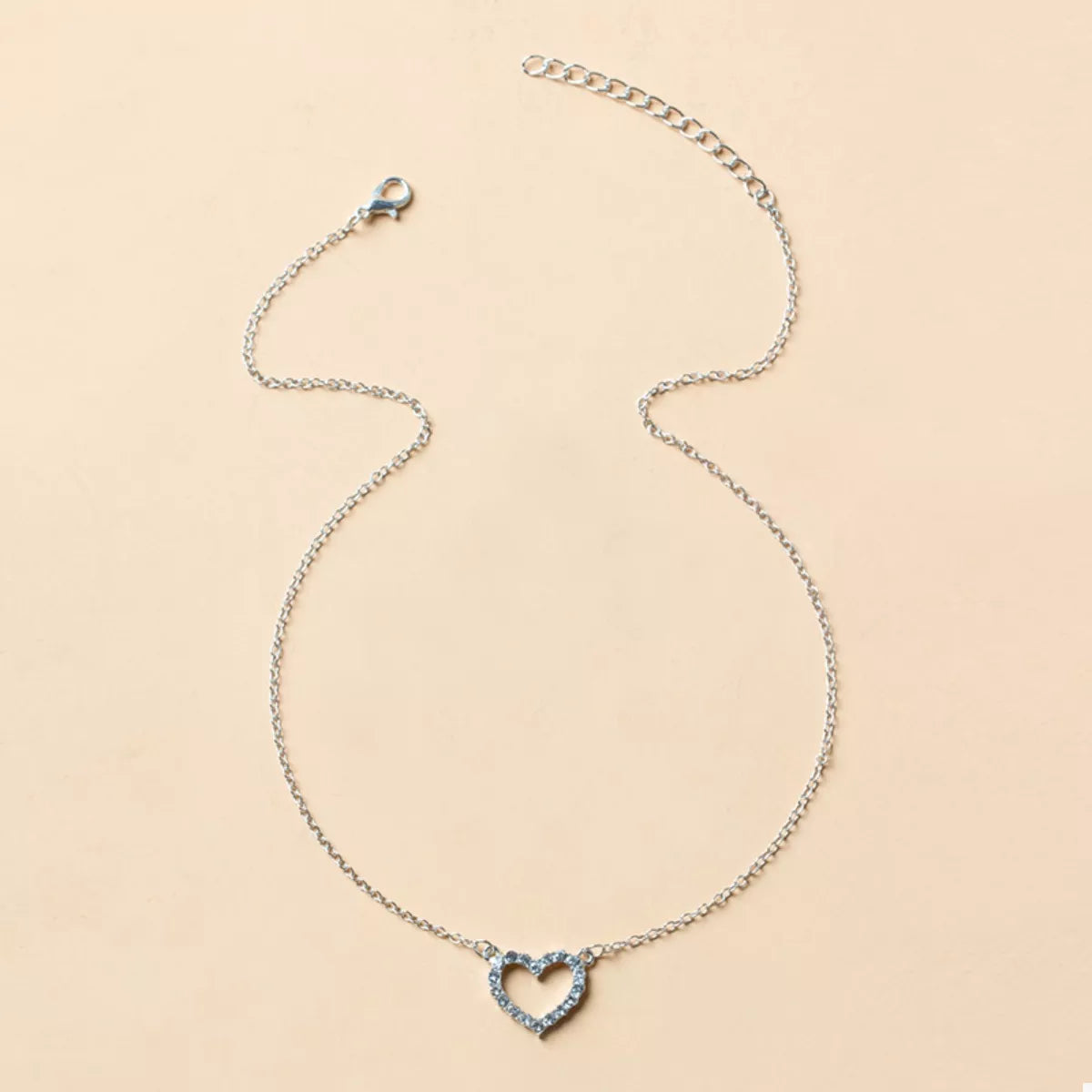 18K Gold-Plated Rhinestone Heart Necklace