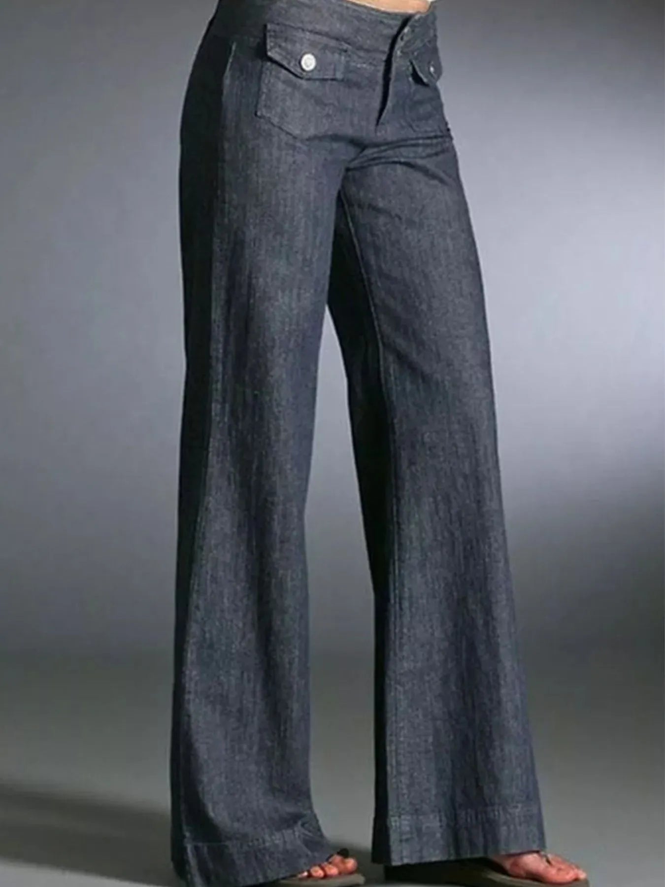 High-Waisted Wide-Leg Wash Jeans Regular and Plus Size