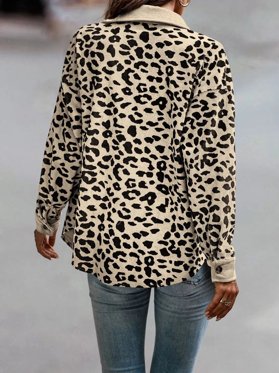 Leopard Print Button-Down Jacket Regular and Plus Size