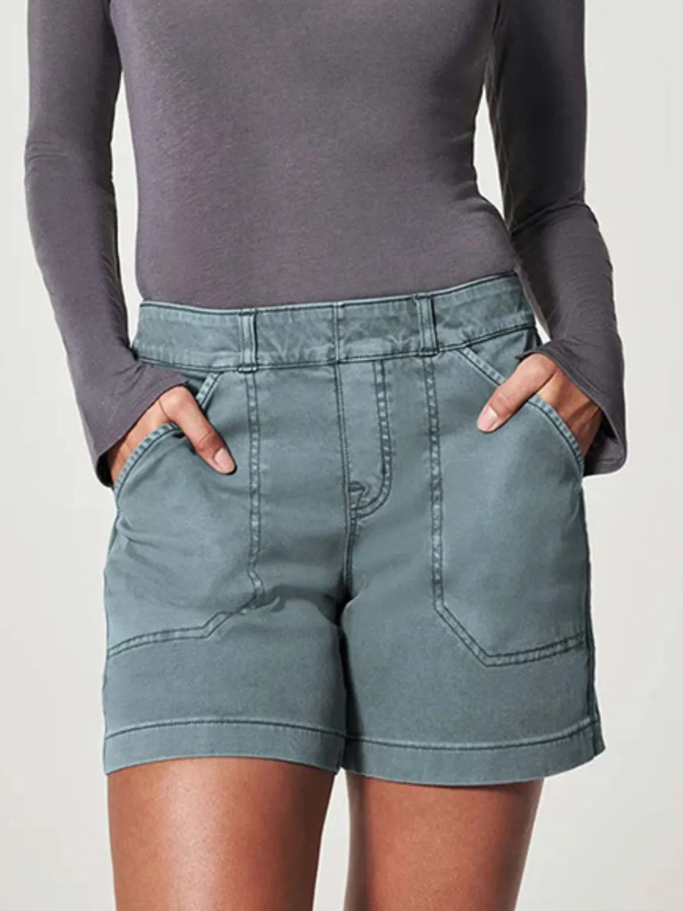 Vintage Washed Denim Shorts with Pockets