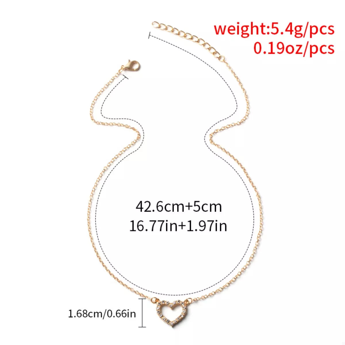 18K Gold-Plated Rhinestone Heart Necklace