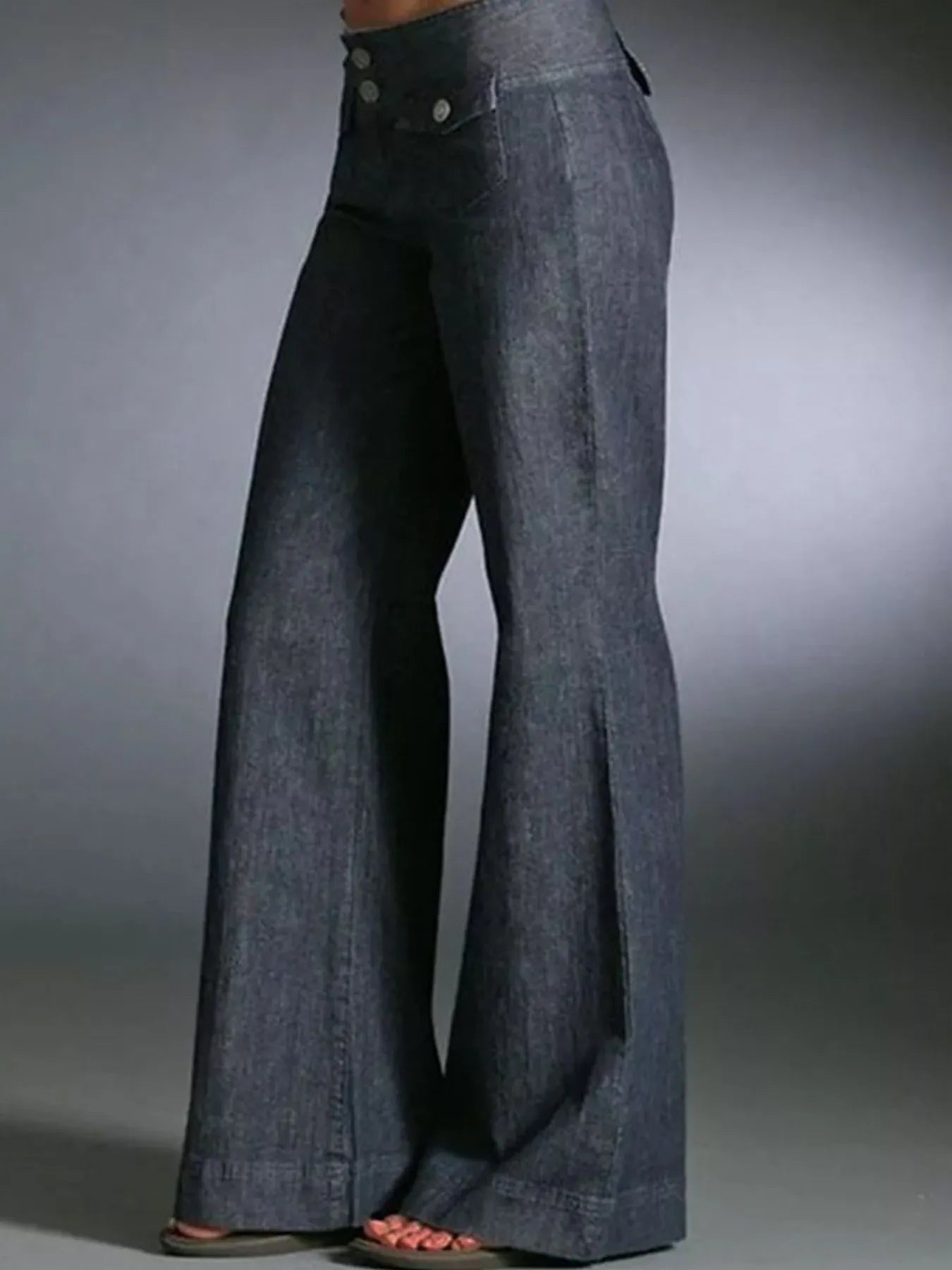 High-Waisted Wide-Leg Wash Jeans Regular and Plus Size