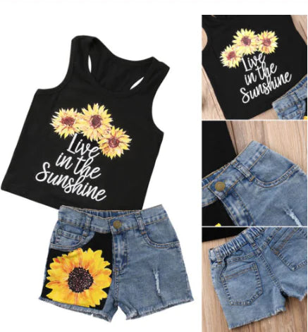 Kids Denim Vest and Shorts Set