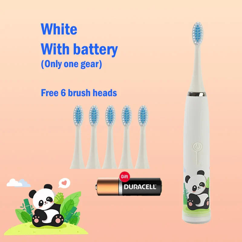 Children's Electric Toothbrush Cartoon Kids With Replacement Head Ultrasonic  IPX7 Waterproof Rechargeable Sonic Toothbrush