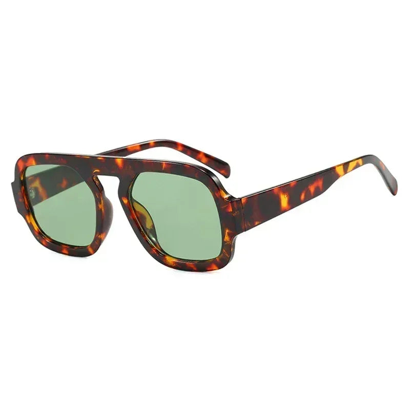 DOHOHDO 2025 Fashion Square Sunglasses Women New Retro Black Brown Thick Frame Pilot Sun Glasses Woman Chic Polygon Shades UV400