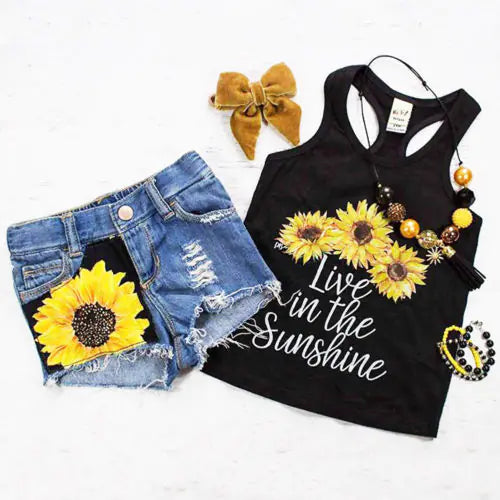 Kids Denim Vest and Shorts Set