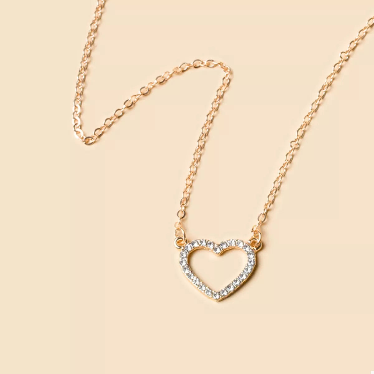 18K Gold-Plated Rhinestone Heart Necklace