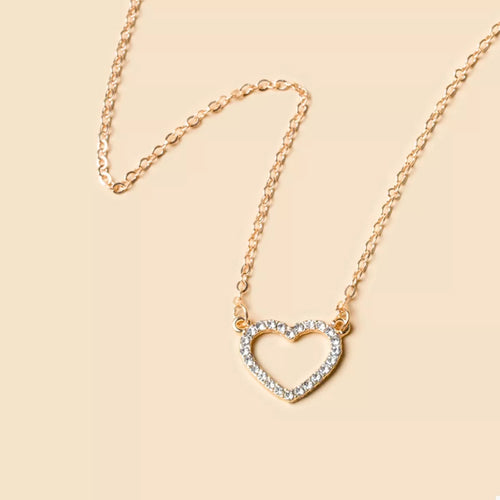 18K Gold-Plated Rhinestone Heart Necklace