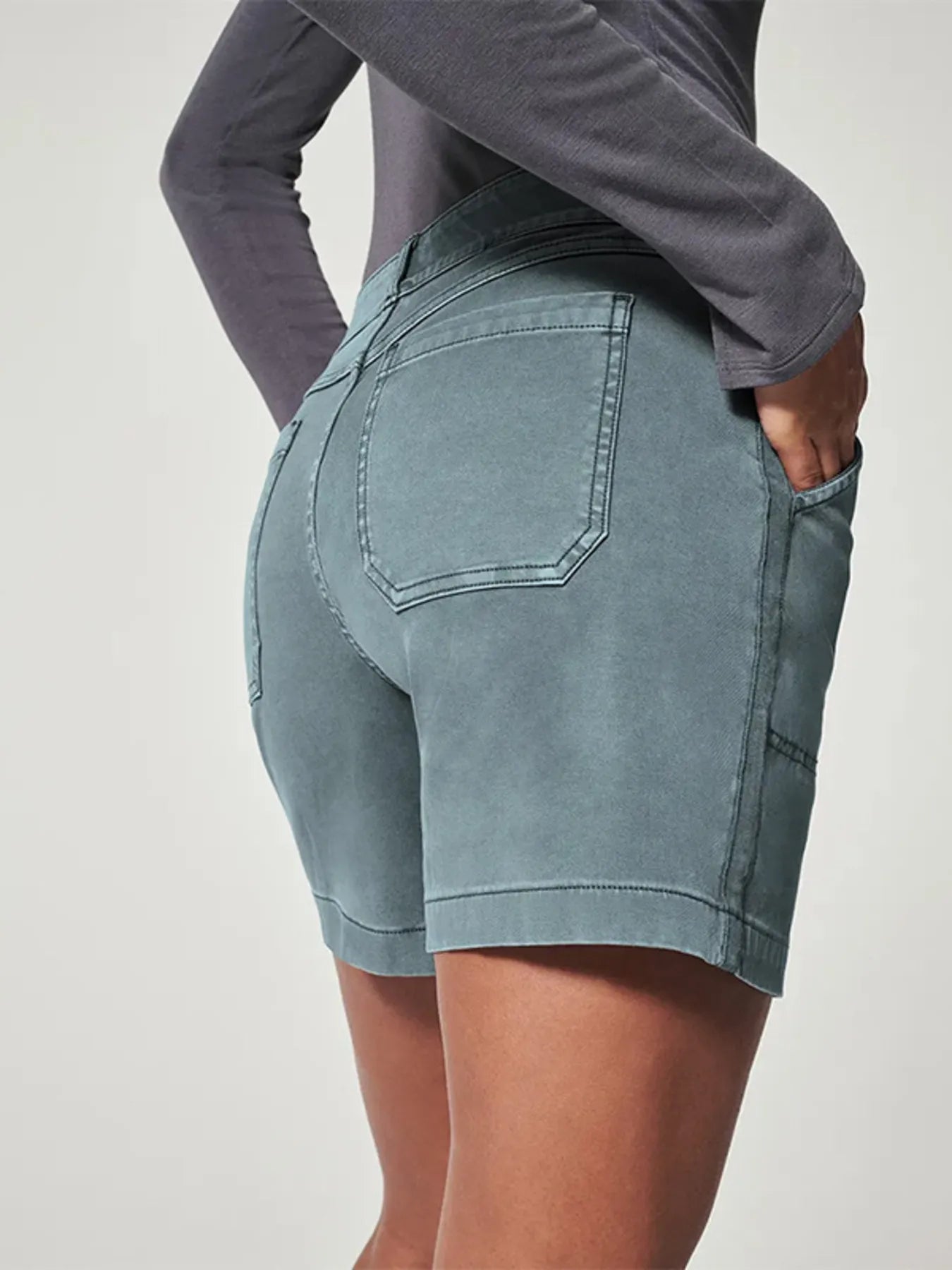 Vintage Washed Denim Shorts with Pockets