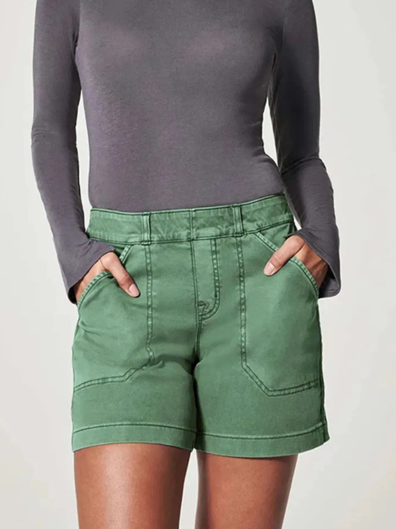 Vintage Washed Denim Shorts with Pockets